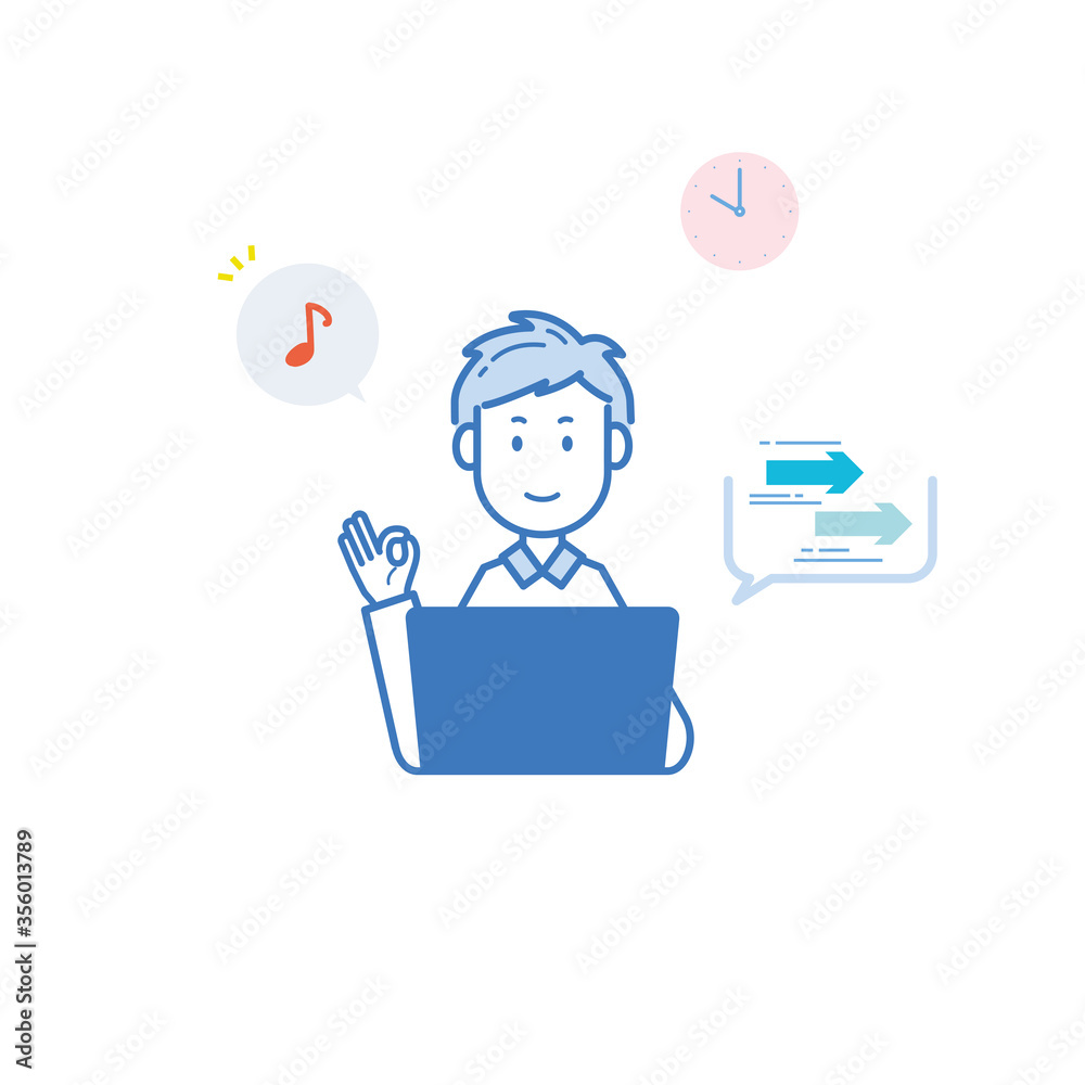 快適な速度環境で仕事をする男性のイラスト 快適な速度環境で仕事をする男性のイラスト