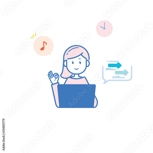 快適な速度環境で仕事をする女性のイラスト