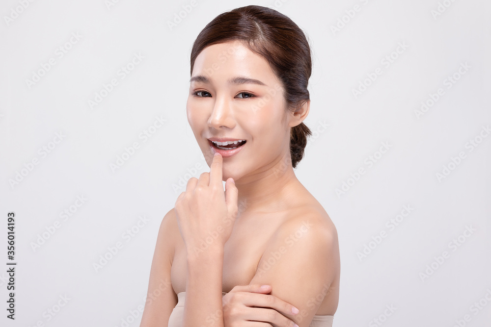 Beauty Asian woman smile with clean Facial treatment fresh skin Beauty Asian woman smile with clean Facial treatment fresh skin