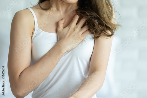 Woman have a heart attack in chest pain