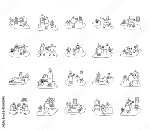 eldery people practicing activities in home scenes