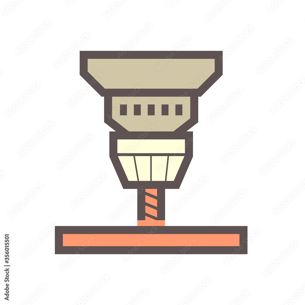 Auger drilling workpiece in production industry processing vector icon design on white background. Auger drilling workpiece in production industry processing vector icon design on white background.