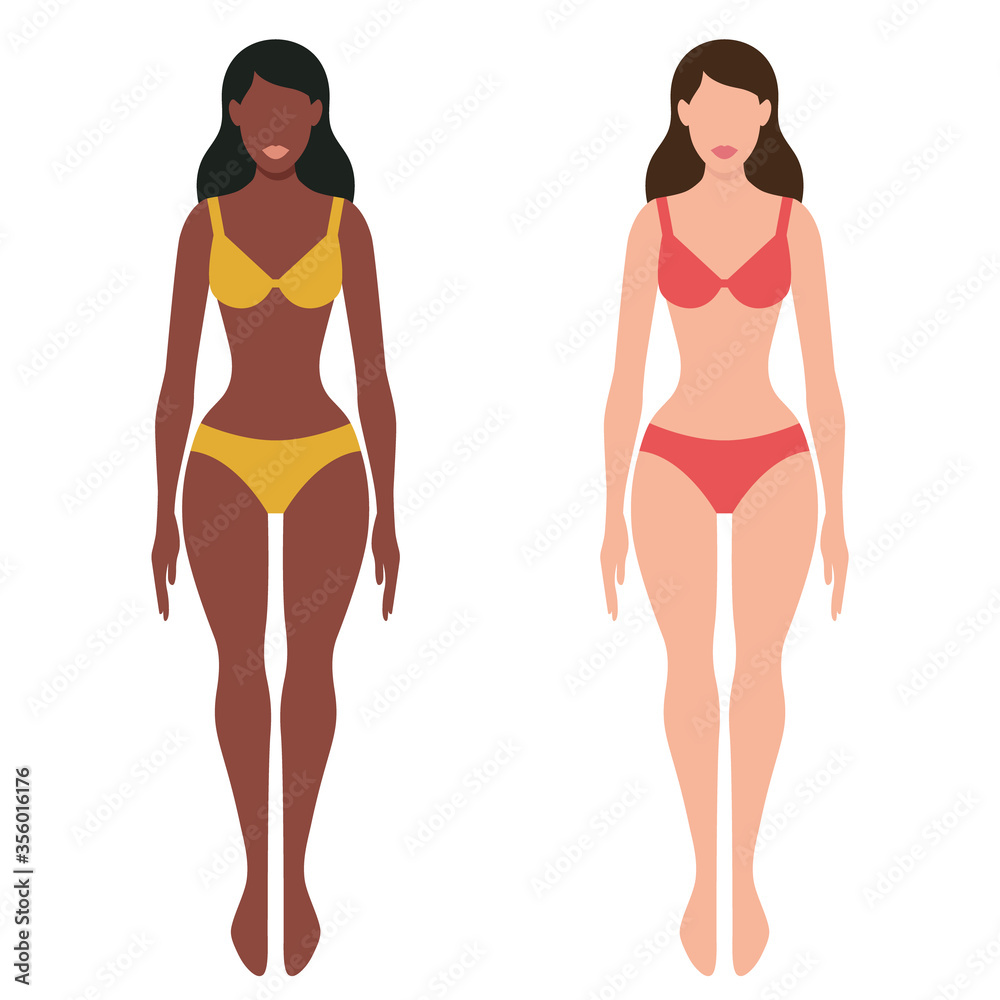 Vector illustration of two girls: european and afro-american Vector illustration of two girls: european and afro-american