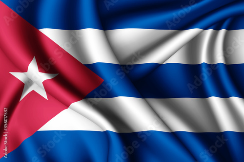 waving silk flag of Cuba