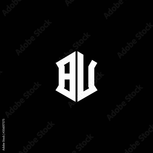 bu logo monogram with shield shape design template