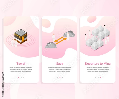 User interface kit for Hajj guide step by step. vector illustration