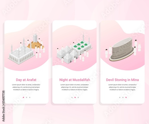 User interface kit for Hajj guide step by step. vector illustration