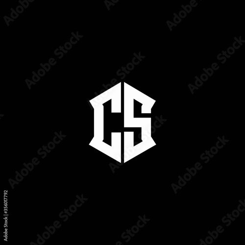 cs logo monogram with shield shape design template