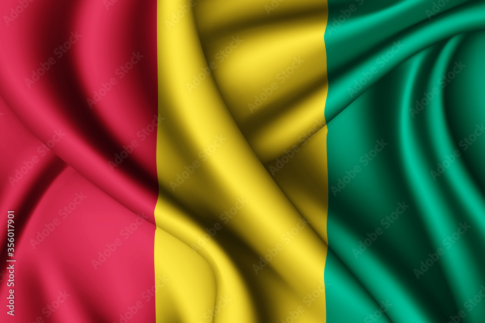 Obraz premium waving silk flag of Guinea
