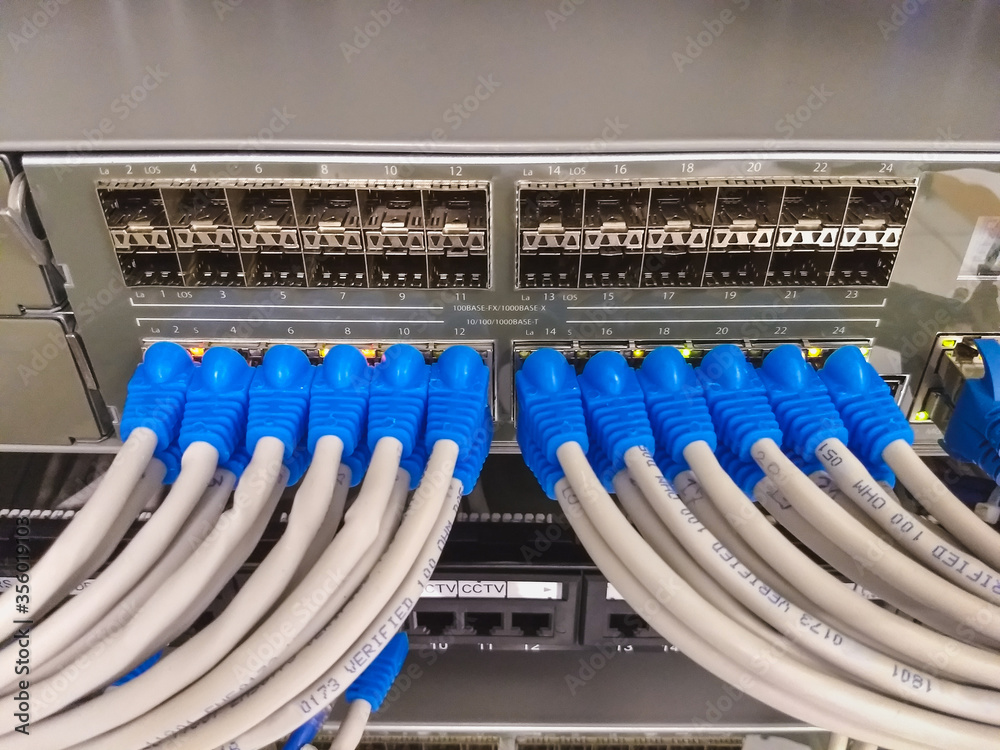 Foto de Lan cable plug In with Network Switch by rj45 connector do