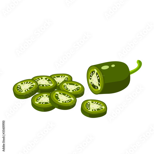 Hamburger ingredient. Sliced jalapeno pepper. Vector illustration cartoon flat icon isolated on white.