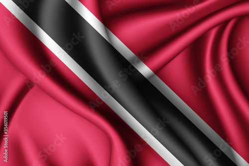 waving silk flag of Trinidad and Tobago