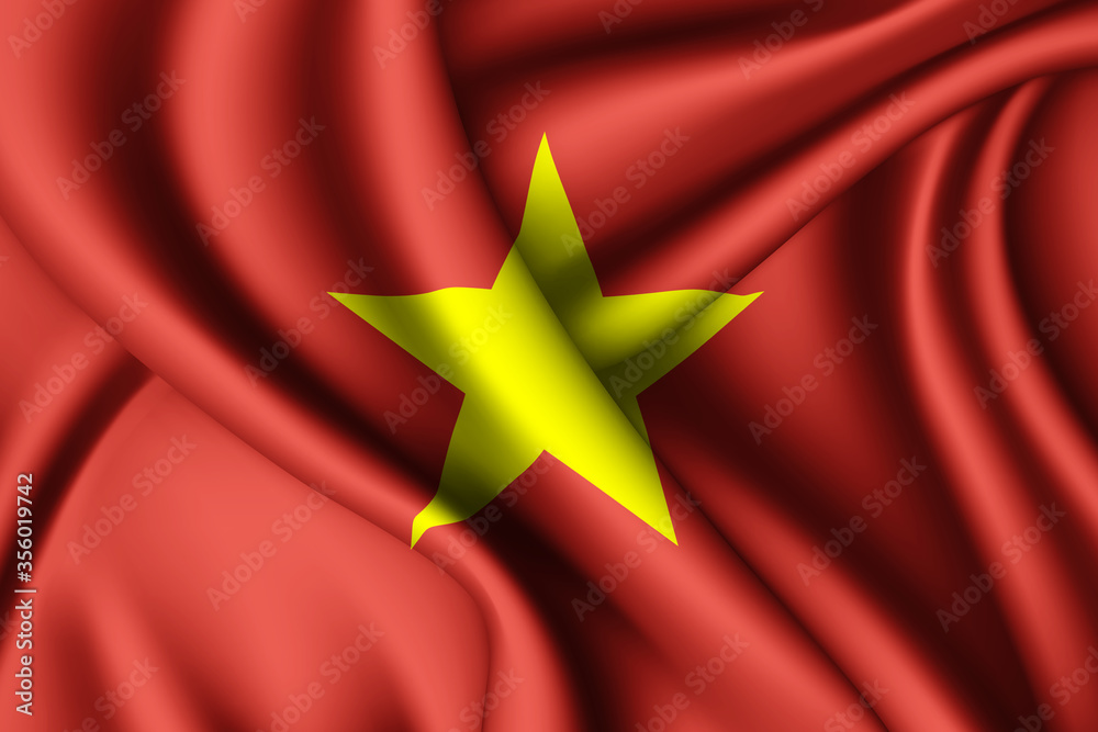 waving silk flag of Vietnam waving silk flag of Vietnam