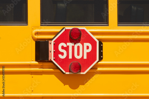 Yellow School Bus with Stop Arm Signal