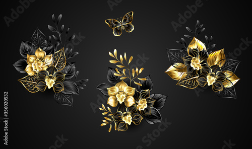 Set of black orchids