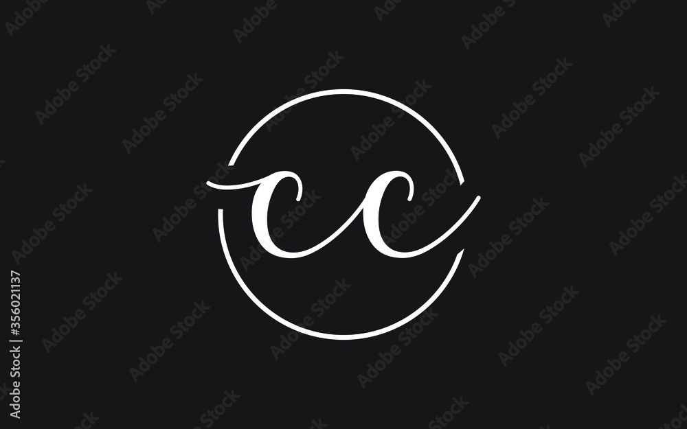Fototapeta premium cc or c Cursive Letter Initial Logo Design, Vector Template