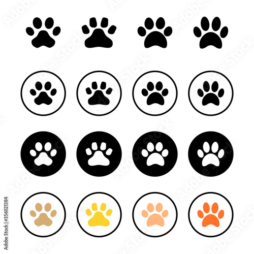 Paw icon set isolated on white background. Paw Print icon