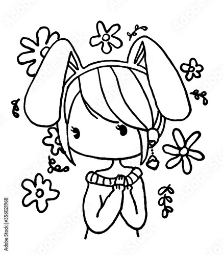 cartoon little girl drawing