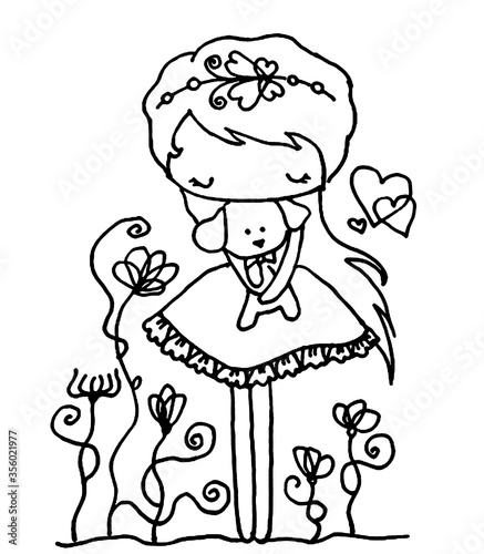 cartoon little girl drawing
