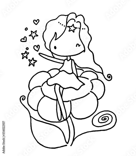 cartoon little girl drawing