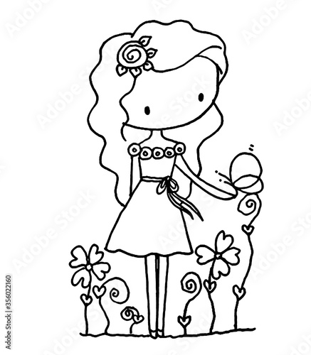 cartoon little girl drawing