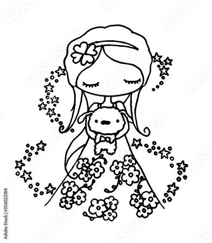 cartoon little girl drawing