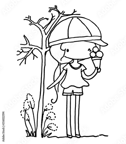 cartoon little girl drawing
