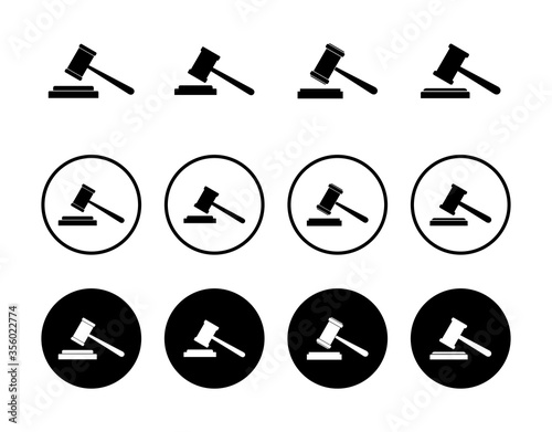 Gavel icon set isolated on white background. Hammer icon vector. Judge Gavel Auction Icon Vector. Bid
