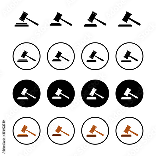 Gavel icon set isolated on white background. Hammer icon vector. Judge Gavel Auction Icon Vector. Bid