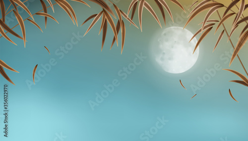 Autumn landscape with bamboo