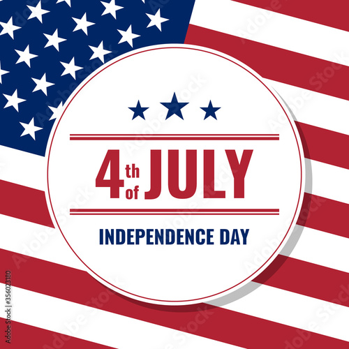 4th July Independence Day, flat vector square poster or card