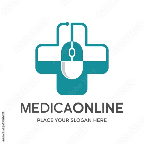 Medical online vector logo template. This design use mouse symbol. Suitable for health business