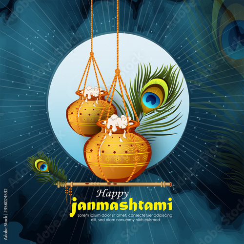 illustration of happy Janmashtami. Lord Krishna.web page,poster and banner.