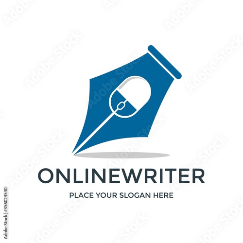 Online writer vector logo template. This design use mouse symbol. Suitable for author or freelancer.
