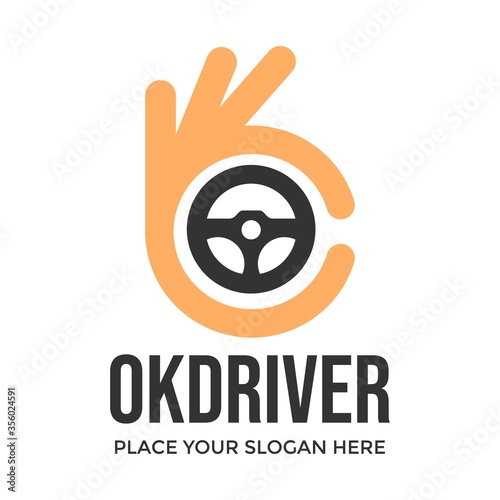 Ok driver vector logo template. This design use hand symbol. 