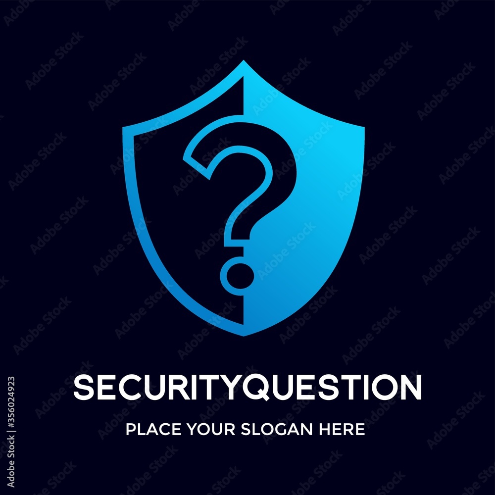 Security question vector logo template. This design use shield symbol. Suitable foe technology. Security question vector logo template. This design use shield symbol. Suitable foe technology.