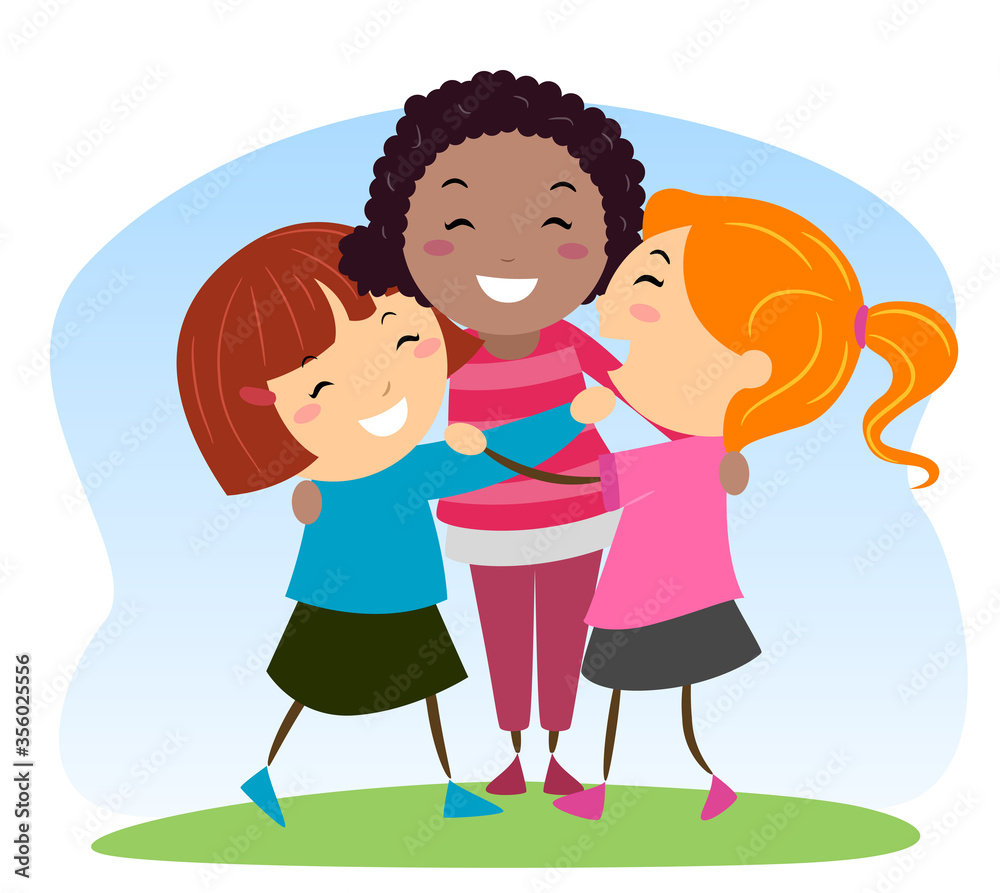 Stickman Kids Girls Social Skills Illustration Stickman Kids Girls Social Skills Illustration