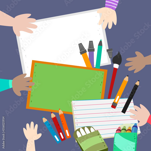 Kids Hand Drawing Different Media Illustration