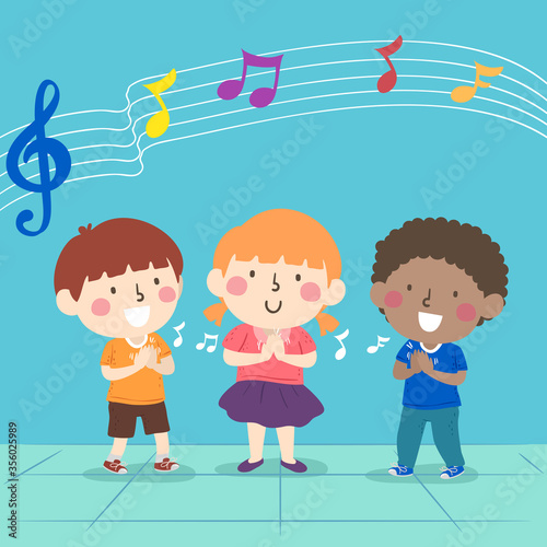Kids Clapping Beat Music Illustration