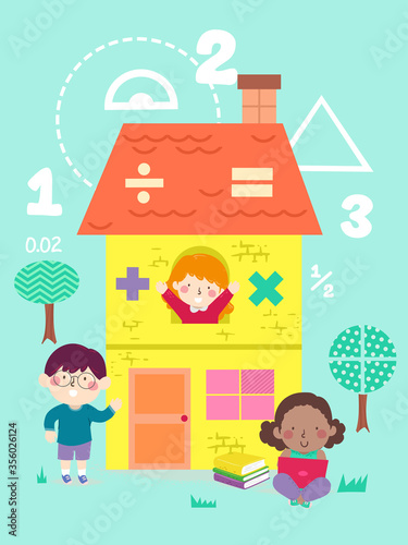 Kids Math House Illustration