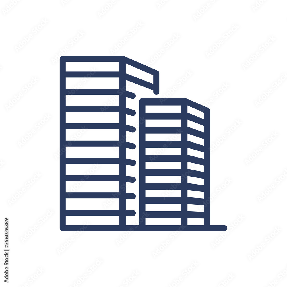 Commercial skyscrapers thin line icon. Work, city, office isolated outline sign. Buildings and urban architecture concept. Vector illustration symbol element for web design and apps Commercial skyscrapers thin line icon. Work, city, office isolated outline sign. Buildings and urban architecture concept. Vector illustration symbol element for web design and apps