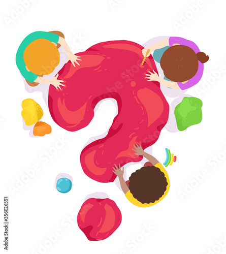 Kids Play Clay Red Question Mark Illustration