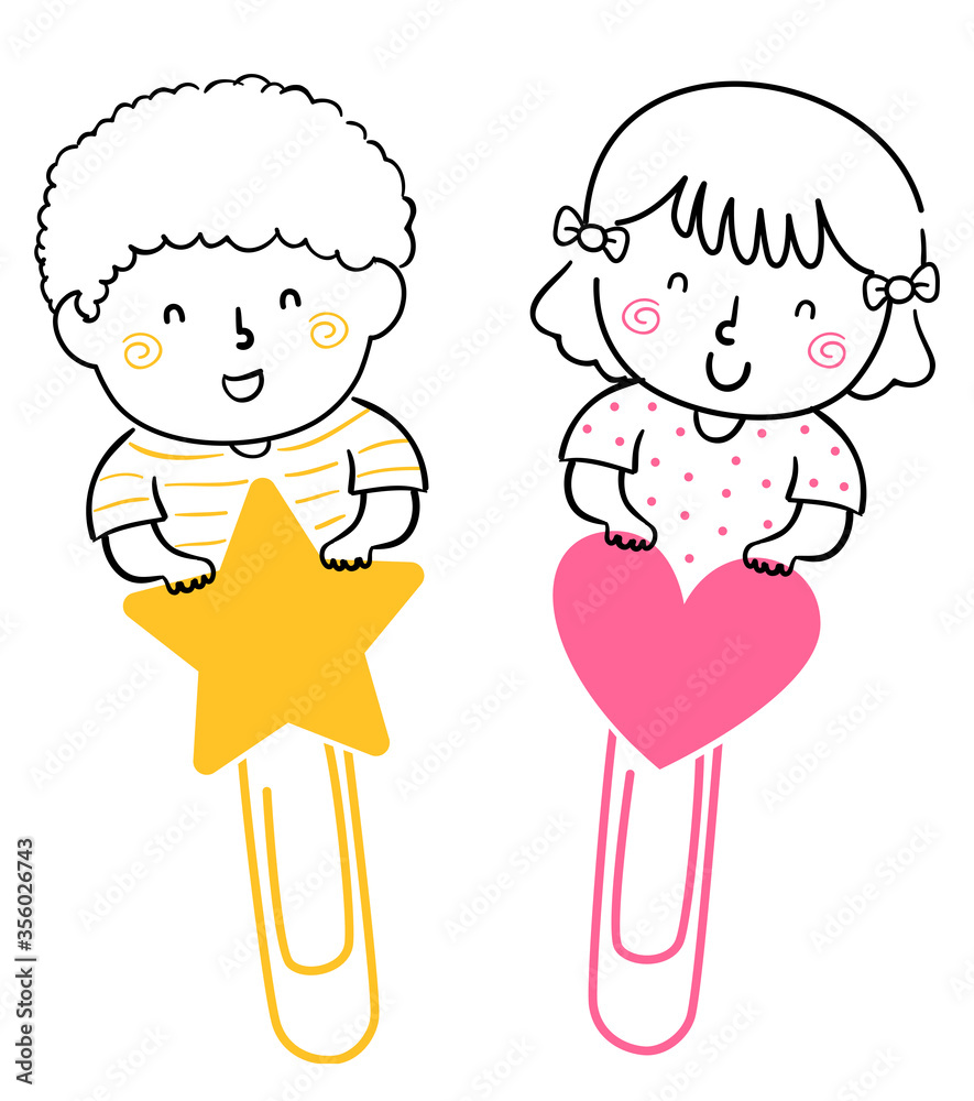 Kids Doodles Paper Clips Star Heart Illustration Kids Doodles Paper Clips Star Heart Illustration