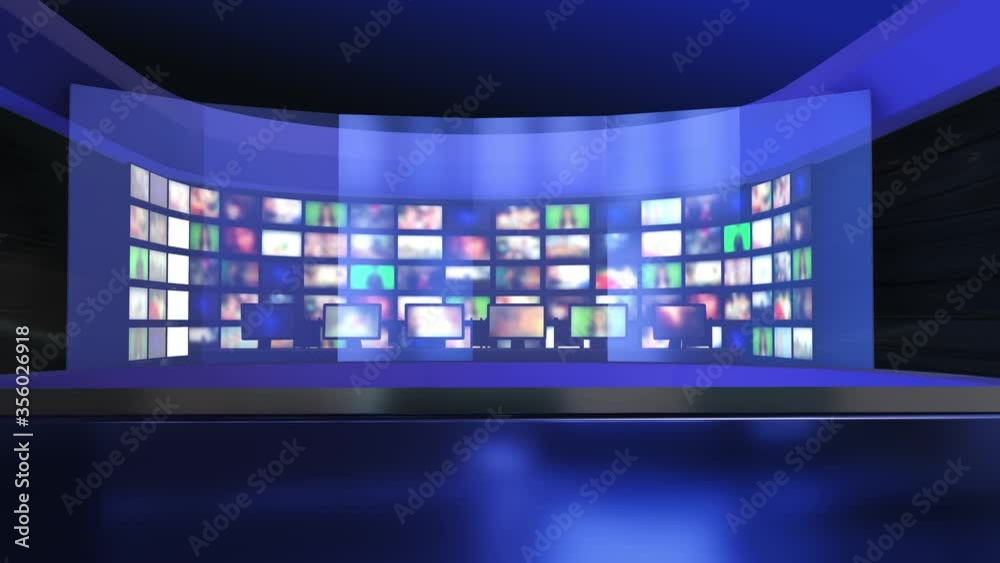 Blue TV Studio Background, Media and Technology Blue TV Studio Background, Media and Technology