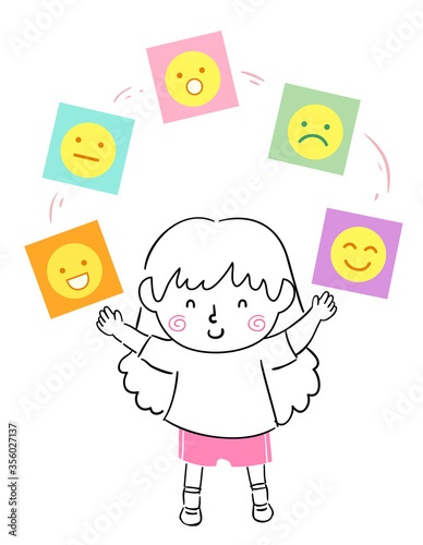 Kid Girl Balanced Emotional Quotient Illustration