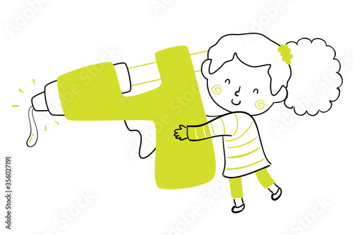 Kid Girl Doodle Glue Gun Il...