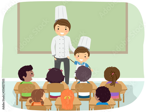 Kid Boy Dad Chef Job Career Day Illustration