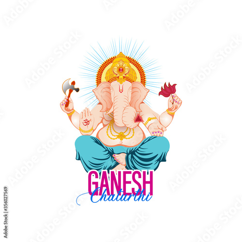 vector illustration of Lord Ganpati caricature background for Ganesh Chaturthi festival of India