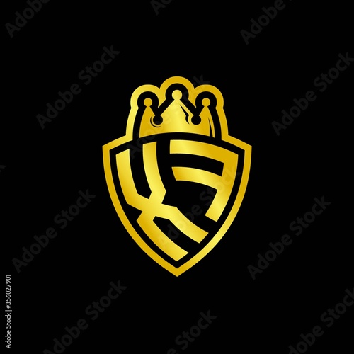 XF monogram logo with shield and crown style design template