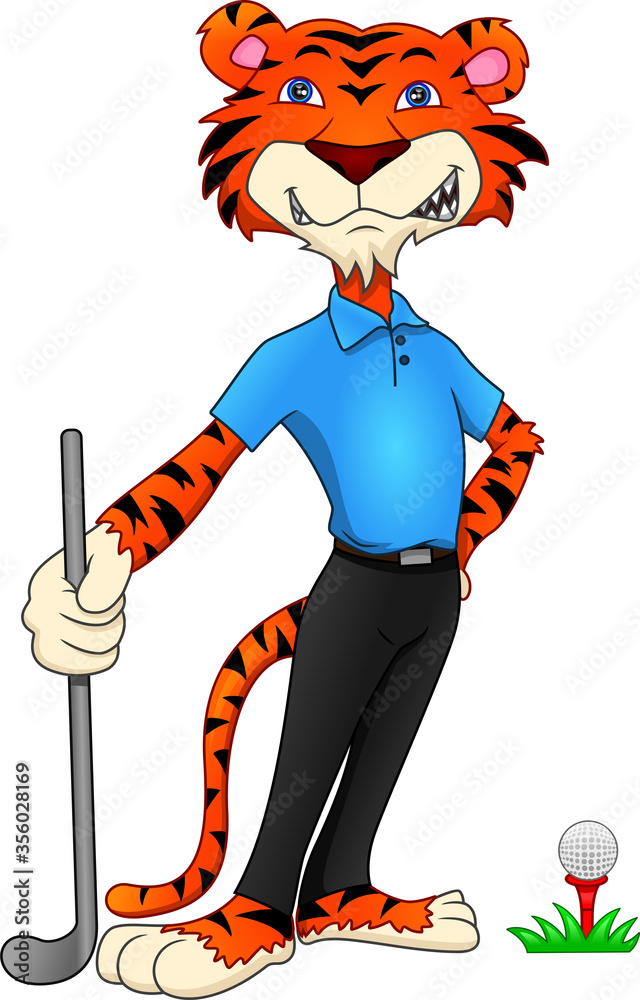 cartoon tiger playing golf Stock Vector Adobe Stock